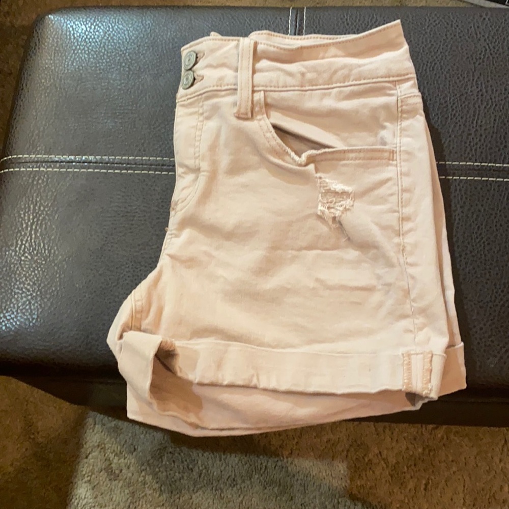 Pink denim shorts